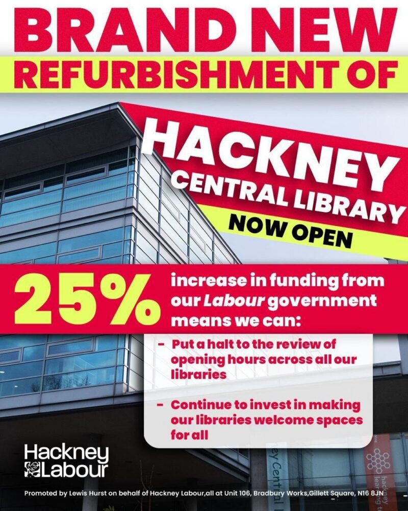 Hackney Labour halts review into library opening hours!