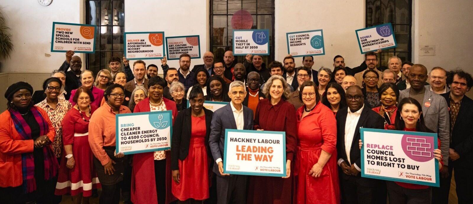 Hackney Labour candidates with Mayor Sadiq Khan and Meg Hillier MP